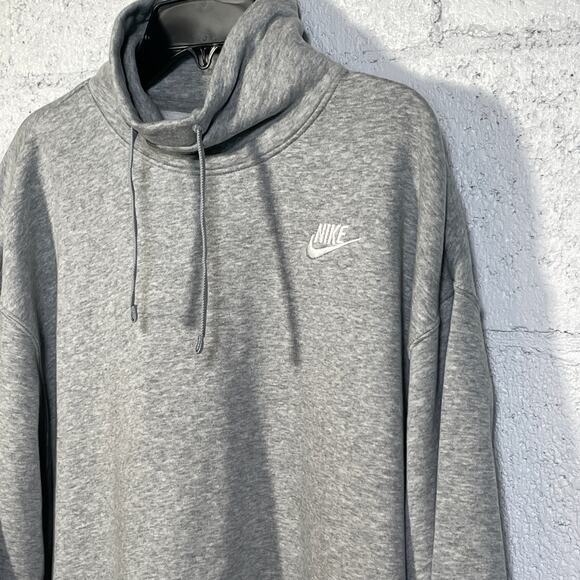 Nike Women's club Fleece Mock-Neck Sweatshirt Grey Small - Picture 7 of 11